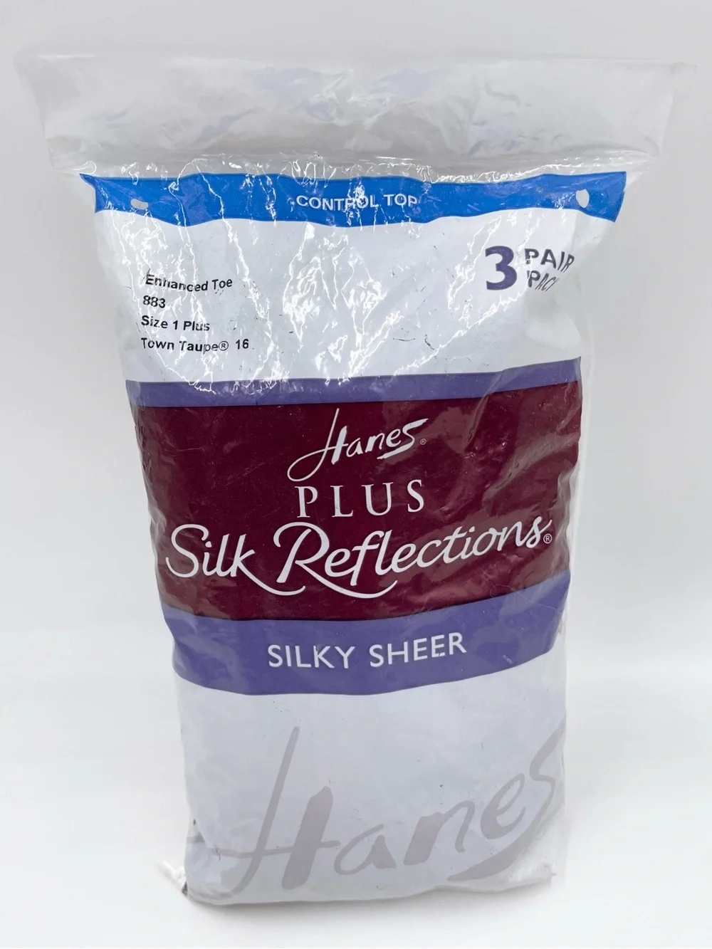NEW Hanes 1 Plus Silk Reflections Silky Sheer Control Top Pantyhose Taupe 3 Pair